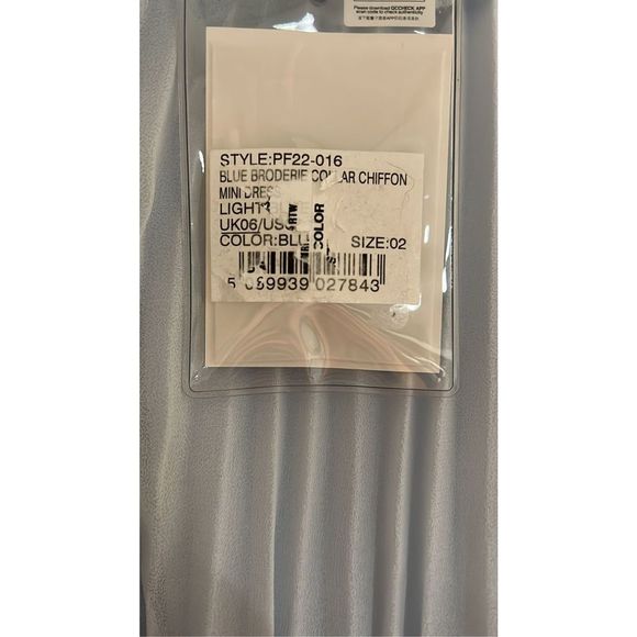 SELF-PORTRAIT Blue Chiffon Mini Dress Size 2 - Picture 10 of 10